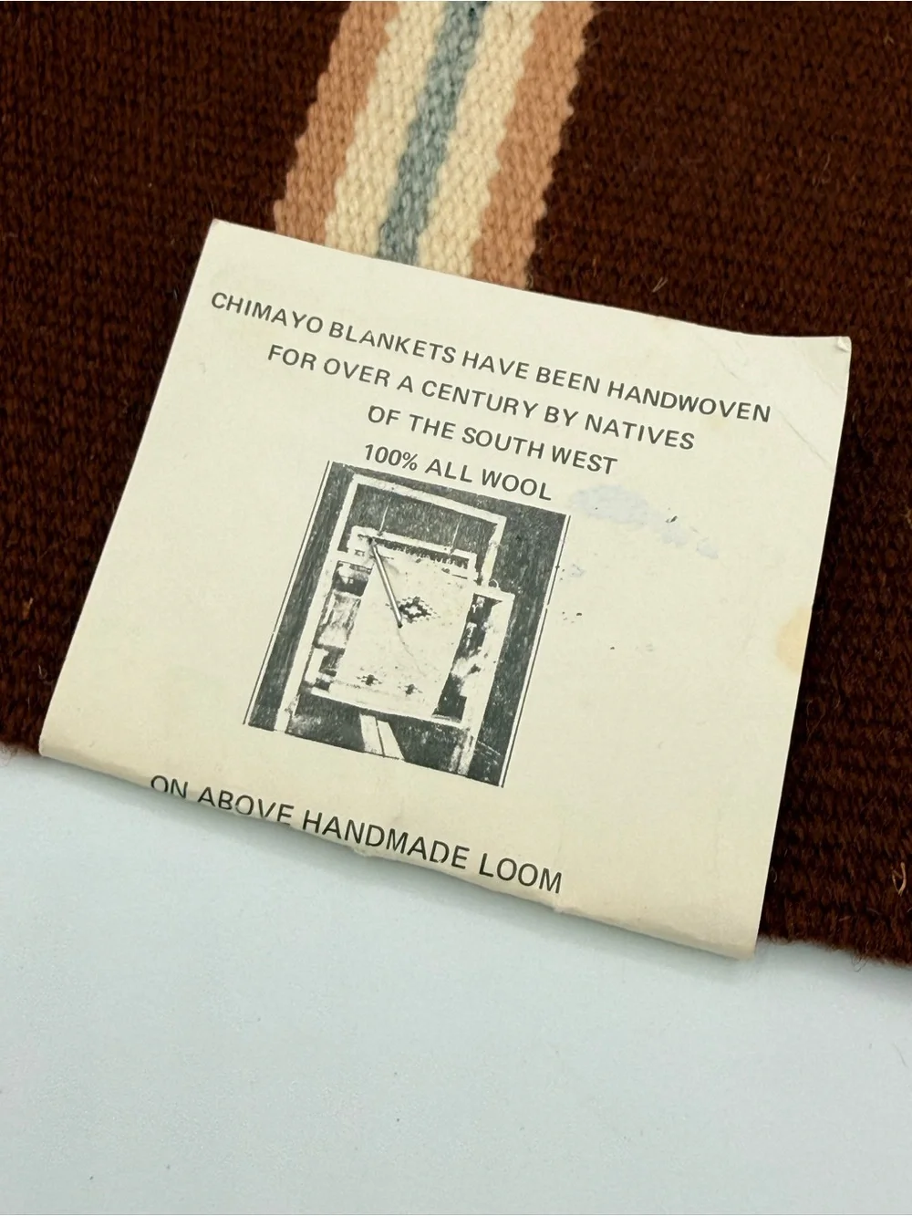 Ursulo V. Ortiz Chimayo Handwoven All-Wool Textile 10x15 in Santa Fe NM